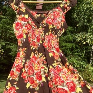 Floral Cinched Midi Twirl Dress